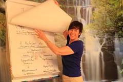 Psychotherapeutin Rosemarie Christensen erläutert Schmerz Praxis für Psychotherapie, Heilpraktikerin am Flipchart